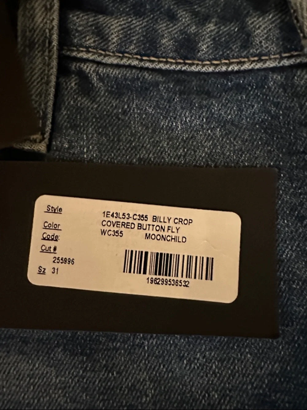PAIGE Billy High Waist Crop Straight Jeans Moonchild Wash NWT Size 31